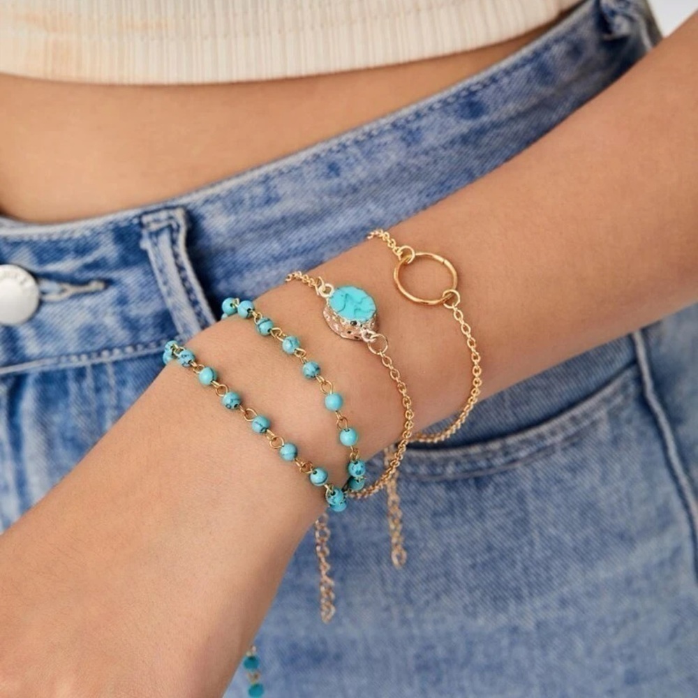 3PCS Turquoise Decor Bracelet - Picture 2 of 3